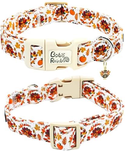 Dog Collars - Thanksgiving Turkey Print, Soft & Adjustable for X-Small Puppies