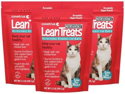 Covetrus Nutrisential Lean Treats for Cats - Soft Cat Treat for Small, Medium, Large Cats - Nutritional Low Fat Bite Size Feline Treat - Chicken Flavor - 3 Pack - 3.5oz
