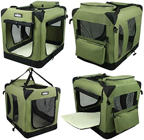 EliteField 3-Door Soft Dog Crate with Bed & Carrying Bag (2-Year Warranty)