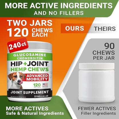 Advanced Joint Hemp Chews for Dogs Mobility - Hip & Joint Pain Relief Chews