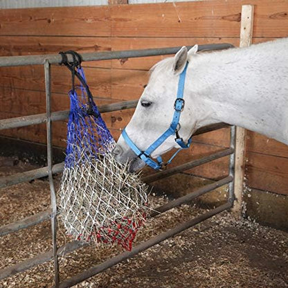 Majestic Ally 2 pcs Slow Feed 42” Hay Net for Horses, Strong Small 2x2” Holes, Nylon Rope Hanging, Adjustable Travel Feeder for Trailer and Stall, Simulates Grazing, Reduce Waste
