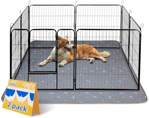 Sunheir Washable Pee Pads for Dogs Extra Large 48" x 60" 2-Pack, Reusable Puppy Pads Pet Training Pads for Dog Playpen Indoor, Waterproof Dog Pee Pads for Puppy Playpen, Whelping Pad - Light Grey