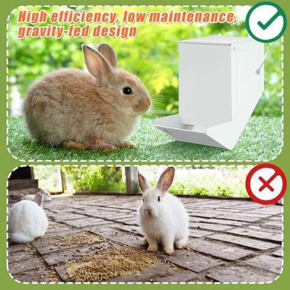 Maxcheck 2 Pcs Rabbit Feeder for Cages, 4.7 Inches, Mesh Bottom, White
