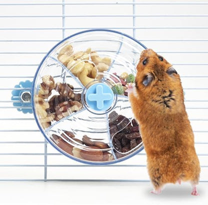 VCEPJH Rat Foraging Toy Interactive Slow Feeder with Transparent Rotating Treat Dispenser Wheel for Enrichment Activities Pet Rat Cage Accessories Ideal for Syrian Hamster Gerbil Mice (Blue)