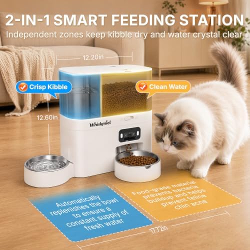 5L Automatic Cat Feeder with Camera & 3L Water Dispenser, WiFi