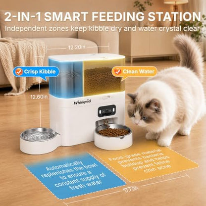 5L Automatic Cat Feeder with Camera & 3L Water Dispenser, WiFi