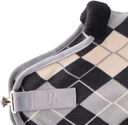 Pet Passion Preston II - The Polar Fleece Coat, Recycled Polar Fleece Warm Dog Jacket for Cold Weather for Small, Medium, Large Dogs, Gray Argyle, XX-Large (70-110 lbs)