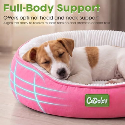 Round Cat Bed, Washable Small Dog Puppy Kitten Beds, Pink 20in