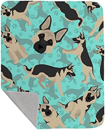 Caroline's Treasures MLM1051LQB Black and Silver German Shepherd Quilted Blanket 50x60 Artwork Pattern Quilted Throw Blanket for Bed, Couch, Sofa, Soft and Lightweight