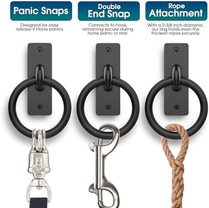 Horse Tie Ring - 2-3/8" inches Heavy-Duty Solid Steel Cross Tie Ring for Horses, Multi-Purpose Tie Down Horse Barn Supplies, Made in USA.
