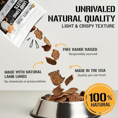 Dog Chits Lamb Lung Fillets Dog and Puppy Treats - Low Fat, High Protein Single Ingredient Dog Treat - Easy to Break Slices - Great for Training - Made in USA, Large 10 oz. Bag