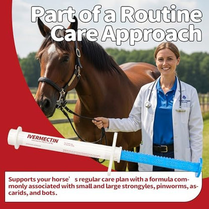 Ivermectin Horse Paste 1.87% – Single Tube 6.08g (3-Pack), Apple Flavored Oral Dewormer for Horses – Treats Horses Up to 1250 lbs – Weight Calibrated Equine Paste for Routine Horse Care