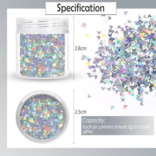 Laza 2g Chunky Glitter Mickey Mouse Shaped Confetti Nail Charms
