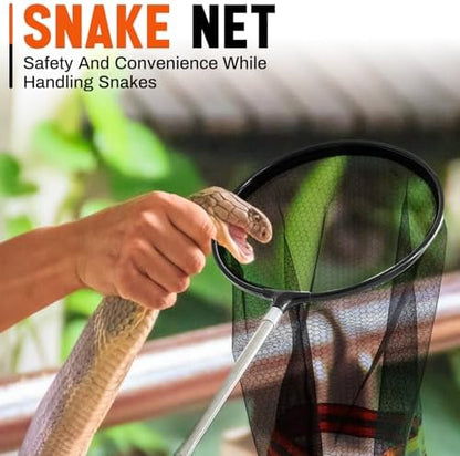 Qualirey Snake Catcher Net Rattlesnake Grabber Snake Grabber Tool Snake Handling Tools Telescopic Pole Stick with 16.2''-27.6'' Handle and 11.8'' Net Opening for Reptile Catch Snake Removing Catching