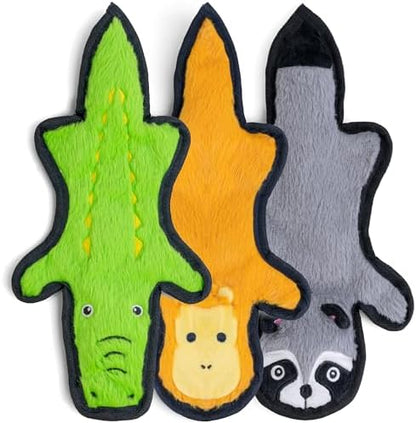 SHARLOVY No Stuffing Dog Toys Crinkle Squeaky, Long Lasting Chews for Aggressive, Durable Plush Dog Puppy Chew Toys for Teething, with 6 Tough Layers for Small Medium Large Breed-3 Pack,Medium