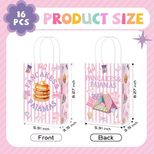 16Pcs Pancakes Pajamas Party Favor Bags Pink Slumber Brunch Goodie Bags