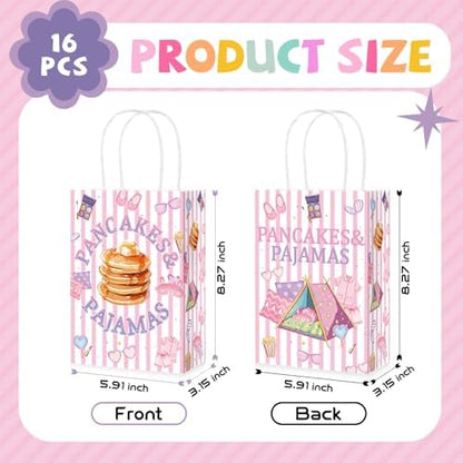 16Pcs Pancakes Pajamas Party Favor Bags Pink Slumber Brunch Goodie Bags