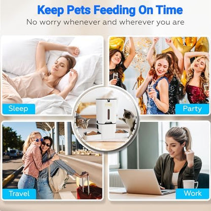 Dual Automatic Cat Feeder 7L WiFi Dry Food Dispenser for 2 Cats Muti Pets