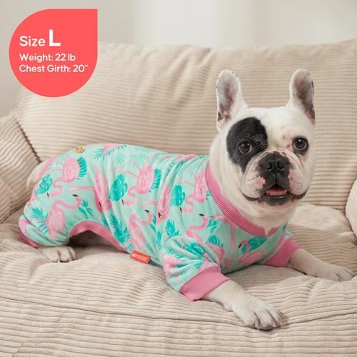 KYEESE Velvet Dog Pajamas for Small Dogs Soft Onesie Shirt, Flamingo