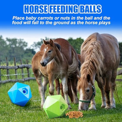 Seenelling 2 Pack Horse Treat Ball, 9" Feeder Toy for Horses, Green Blue