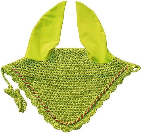 Elegant Horse Ear Bonnet, Fly Veil & Fly Mask – Superior Fly Protection with Style and Comfort for Every Ride (NEON Yellow, Pony)