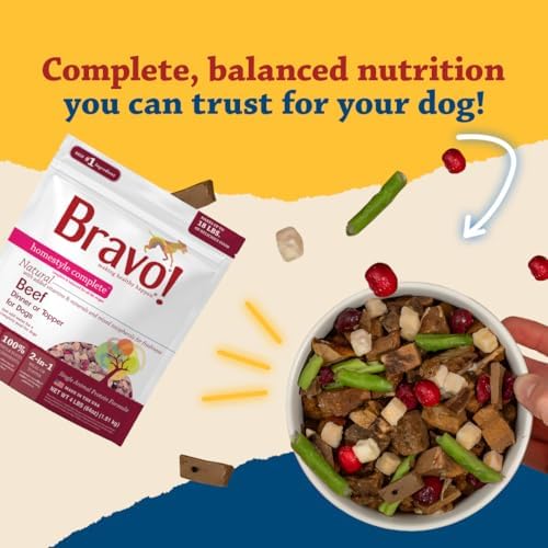 Bravo! Homestyle Complete Freeze Dried Raw Dog Food, Beef, 4 Pounds