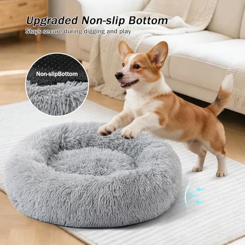 NOYAL Donut Dog Bed for Small Medium Pets, Plush Calming Faux Fur