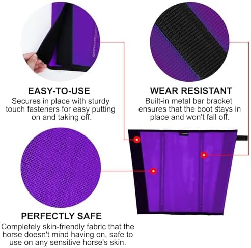 Horse Fly Boots, Breathable Mesh Protection Set of 4, Comfortable Horse Leggings, Breathable Mesh Design, Equine Supplies for Reduce Stomping, Hoof Damage & Leg Fatigue (Purple, Large)