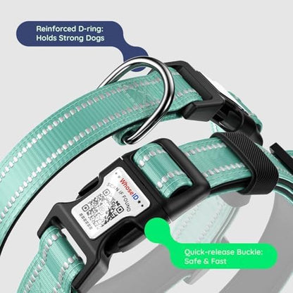 Premium Airtag Dog Collar，with IP68 Waterproof AirTag Holder,Green,XL