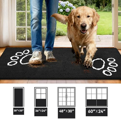 Bcoimo Super Absorbent Dog Door Mat, 60"*24" Anti Slip Mat for Muddy Paws