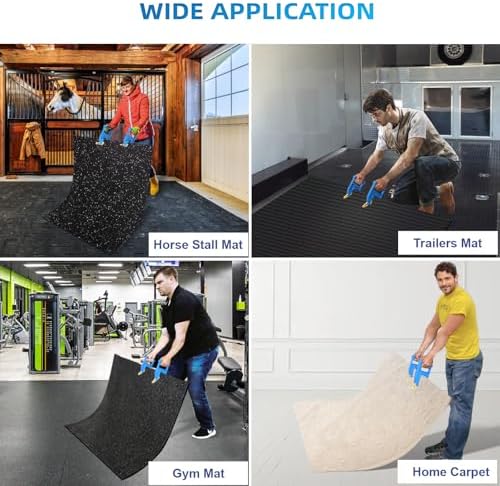 Heavy Duty Stall Mat Grippers - Pair of 2 Mat Movers Tool for Horse Stalls, Gym, Barn, and Trailer, Makes Moving Rubber Mats Easier, Saves Your Back and Hands