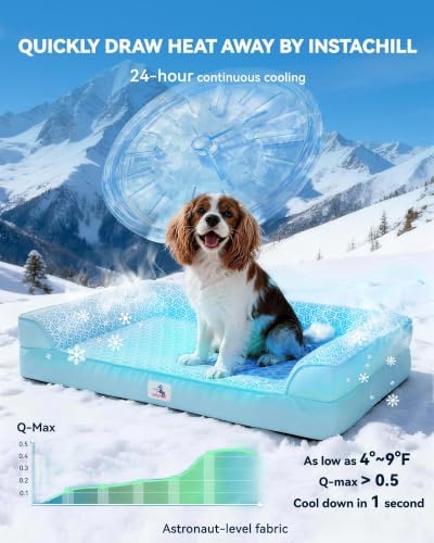 Cooling Dog Bed with PCM, Instant Chill Pet Sofa for Large, Indoor Outdoor