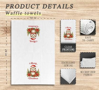 Merry Christmas Hedgehog Kitchen Dish Towels Dishcloth 16x24 Inches