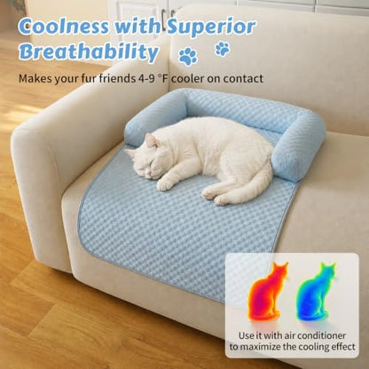 Cooling Pet Bed Mats with Neck & Head Support, 31.5 x 23.62 inch Blue