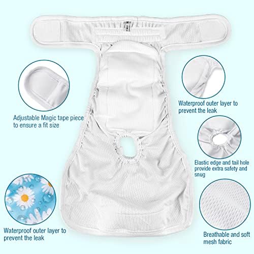 Pet Soft Female Dog Diapers, 3 Pack Washable Dog Diapers for Dogs in Heat Reusable Dogs Period Panties, Puppy Diapers Female (Flower, XS)