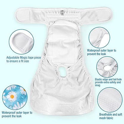 Pet Soft Female Dog Diapers, 3 Pack Washable Dog Diapers for Dogs in Heat Reusable Dogs Period Panties, Puppy Diapers Female (Flower, XS)