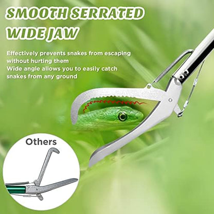 HOMEYA 47 Inch Extra Heavy Duty Snake Tongs, Standard Reptile Snake Grabber Tool, Professional Rattle Snake Catcher Tool Wide Jaw Handling Tool with Lock, Non-Slip Grip Handle