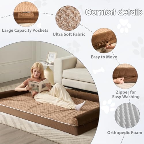BFPETHOME Orthopedic Washable Human Dog Bed for Adult & Dog Cozy Sleep