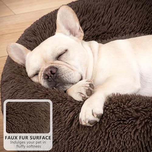 MIXJOY Orthopedic Dog Bed Comfortable Donut Cuddler Round Pet Beds Ultra Soft Washable Dog and Cat Cushion Bed (30'', Coffee)