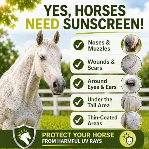 Sit Stay Forever Organic Sunscreen & Moisturizer for Horses, Suncoat, Sun Protection for Nose and Sensitive Skin, Sunblock for Horses, Zinc Free, Equine Sunscreen, Equine UV Protection, 4 oz