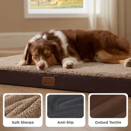 Bedsure Washable Dog Beds Large Sized Dog with Comfy Sherpa, 36x27in Brown