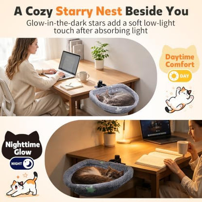 Cat Desk Bed Clamp Mount: Foldable Rotating Hammock Bed for Cats 33lbs