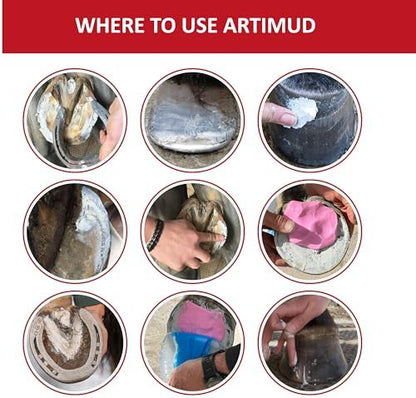 Artimud - Horse Hoof Putty | Thrush Treatment | 26.5 oz (750g) | Eucalyptus Horse Hoof Clay | Equine Frog & Sole Protection | Red Horse Products | Natural Hoof Mud | Non-caustic | All Equines