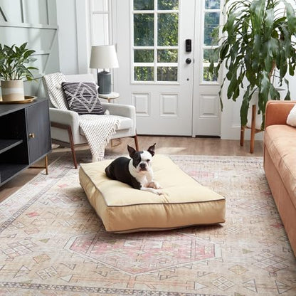 South Pine Porch Buddy Reversible Rectangle Pillow Style Microfiber Dog Bed with Removable, Machine-Washable Cover, Cream, Medium (42 in. x 30 in.)