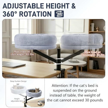 ANWA Cat Desk Bed for Indoor Cats, Heavy Duty Desk Hammock Cat Bed, Gray