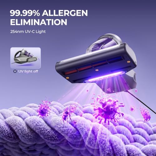 Jimmy Mattress Vacuum Cleaner, Anti-allergen Bed Vacuum Cleaner with UV-C Light & High Heating Tech, 14Kpa Suction 480W Powerful Handheld Vacuums for Dust & Pet Hair(JV35, Corded)