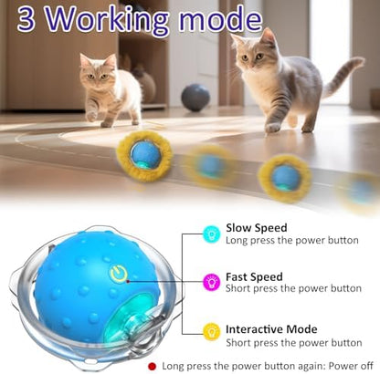 Giociv Interactive Cat Toys Ball Fast Rolling in Pouch, Motion Activate Chirping Cat Toy Hide and Seek Mouse Catching Game (Green Polka dot)