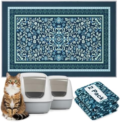 Bienbee Cat Litter Mat, 2 Pack 33" x 22" Machine Washable for Litter Boxes