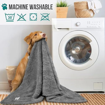 PetAmi Soft Plush Sherpa Dog Blanket for Pet Cat, X-Large 60x80, Grey