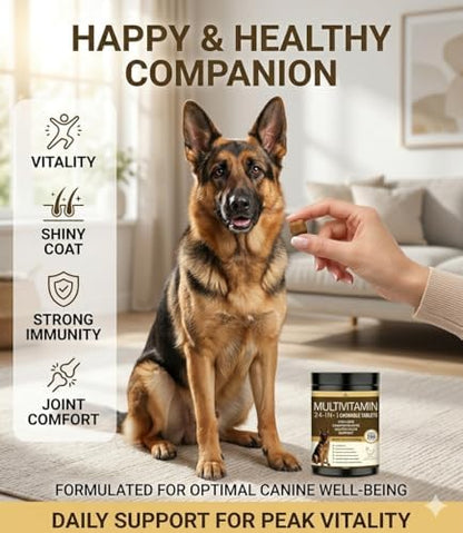 All-in-One Dog Multivitamin Chews 200 Count, Glucosamine Chondroitin Omega 3 Salmon Oil Probiotics, Joint Gut Immune Skin Coat Support, Chicken Flavor